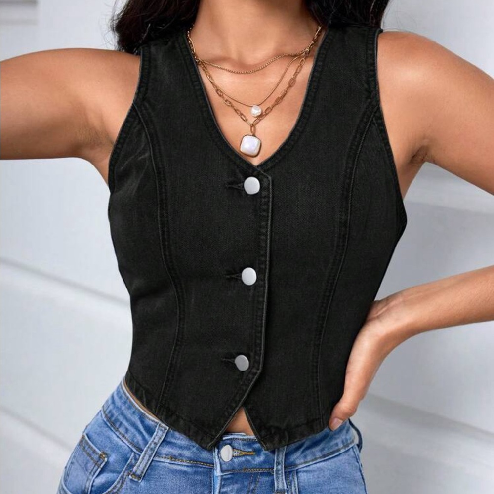 SHEIN Black Fitted Bustier Tank Top